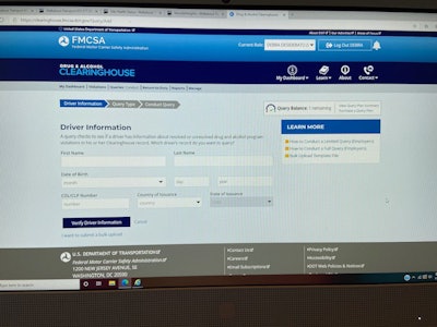 Clearinghouse driver information page