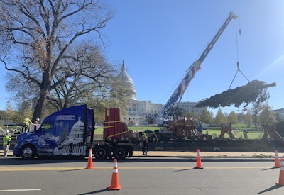 Special delivery: The 2020 U.S. Capitol Christmas Tree was delivered to the West Lawn of the U.S. Capitol Building in Washington, D.C., and a tree lighting ceremony was held Wednesday, Dec. 2. The tree was transported by Apex Transportation with a Kenworth T680 from Colorado to D.C. Members of Colorado’s congressional delegation, U.S. House Speaker Nancy Pelosi and others spoke at a lighting ceremony for the lighting of the tree, an Engelmann Spruce from the Grand Mesa, Uncompahgre and Gunnison National Forests in Colorado.