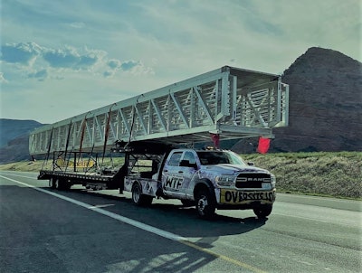Watch This Freight hotshot truck hauling an 80-foot floating walkway
