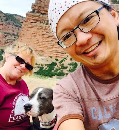 James Valdez, his wife Deanna DeLong, and their dog Pooh