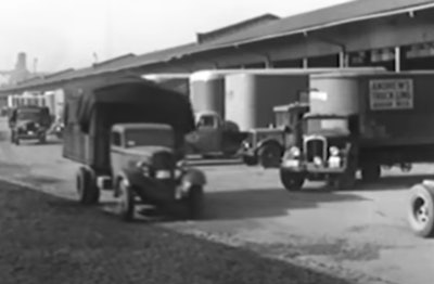 This scene is from “Singing Wheels,” a trucking promotional film produced by the Motor Truck Committee of the Automobile Manufacturers Association to highlight the industry’s contribution to the economy.