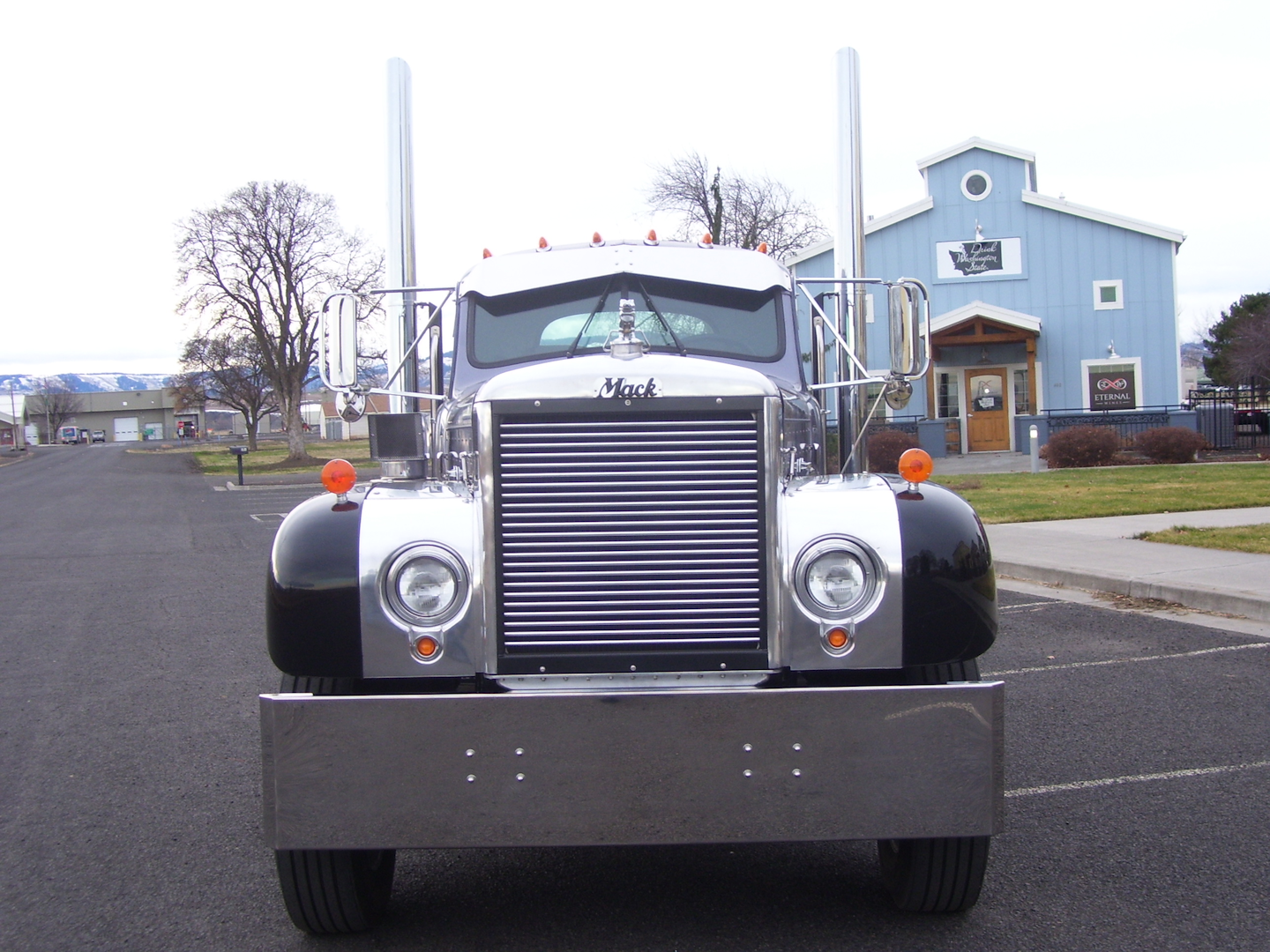 Many parts of the truck were hand-built by Flake, including the grille and bumper. The Mack bulldog on top of the hood, however, is one of few parts on the truck that are original.