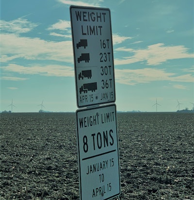 weight limit sign on county/township road