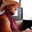 Mike Crawford sitting in a truck stop booth