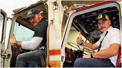 Robb Mariani before and after the Evel Knievel truck restoration