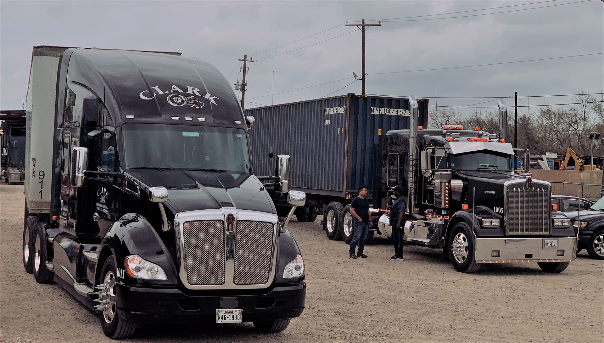 Clark Freight semi trucks with trailers