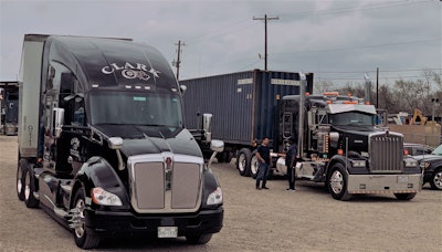 Clark Freight semi trucks with trailers