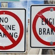 No Engine Braking and Engine Braking signs with red slashes through them