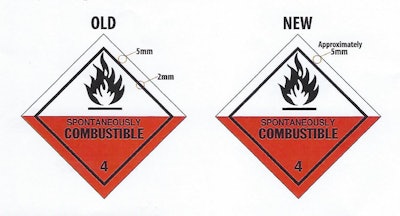 comparison of old and new hazmat decal