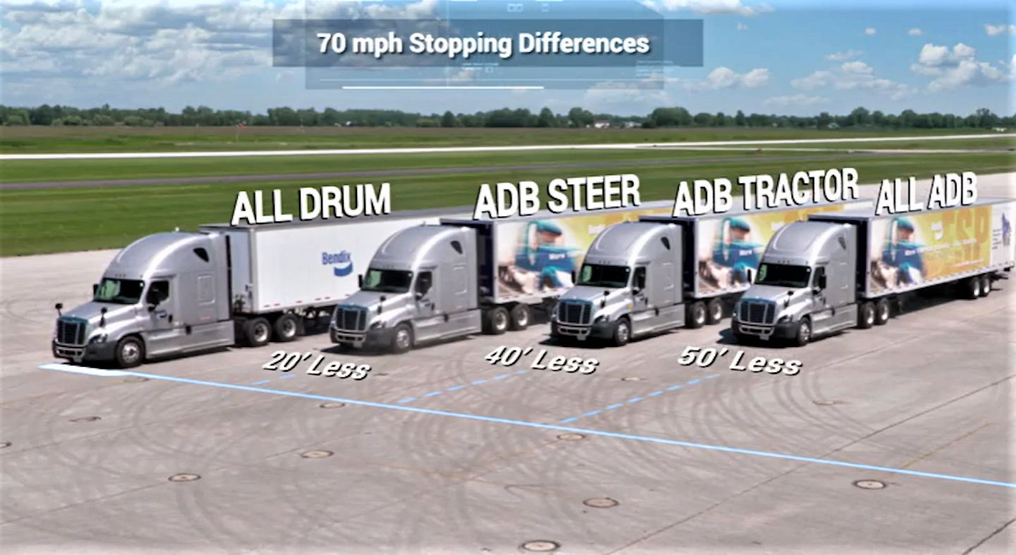 4 semi trucks parked