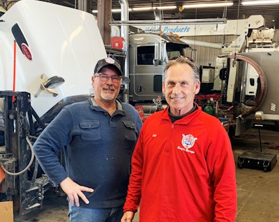 gary buchs and jeff gray at Gray's Garage shop in Pontiac, Illinois