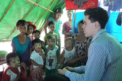 Anthony Townley Jr. speaking to children in Myanmar