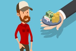 Hand offering loan to man