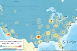California, Texas and Florida saw the most cargo theft activity in the first quarter of 2021, according to theft recording firm CargoNet.