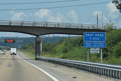 rest area sign on highway