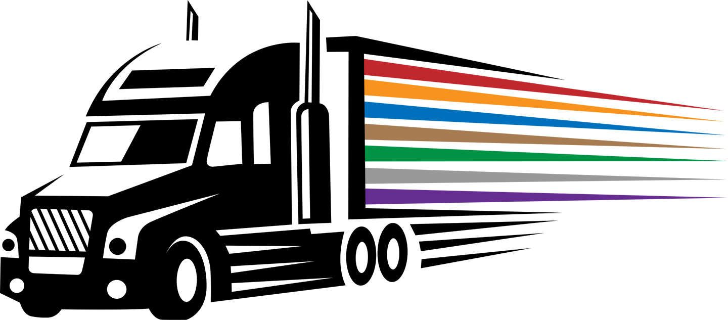 Truck and multi-color trailer