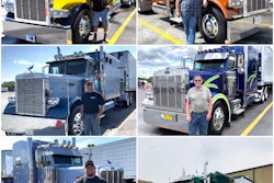 six owner-ops in front of their big rigs
