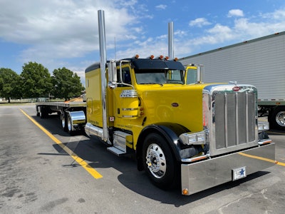 Steve Johnson and his 2019 Peterbilt 389 and 2014 Wilson flatbed won the Long Haul Award for having traveled the furthest distance to the show. He's based in Apple Valley, California.