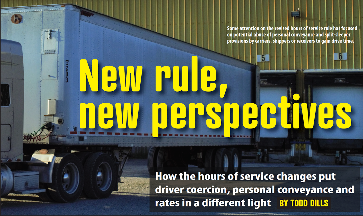 New rule, new perspectives text over picture of semi truck