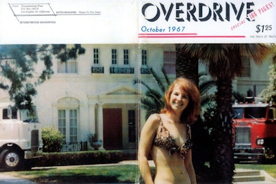 This front and back cover of the October 1967 issue shows Overdrive staff member Freddi Sullivan at the Roadmansion. That issue says the facility had more than 20 rooms and these amenities: “Swimming pool, heated. Food, excellent. Full length feature movie in our own theatre. Live entertainment FREQUENTLY. Linen napkins, always. Tablecloths, always. Wine served at dinner, always. Polynesian bar. Pickup and delivery. Pool, ping pong, badminton, chess. Color TV lounge.”
