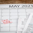 May 2021 calendar marked with tax day