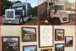 semi truck collage on wall