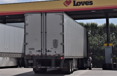 truck at Loves truck stop fuel pump