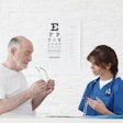 woman consulting with patient about eye exam