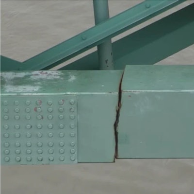 This crack in a support beam led to the closure in May of the I-40 bridge over the Mississippi River.