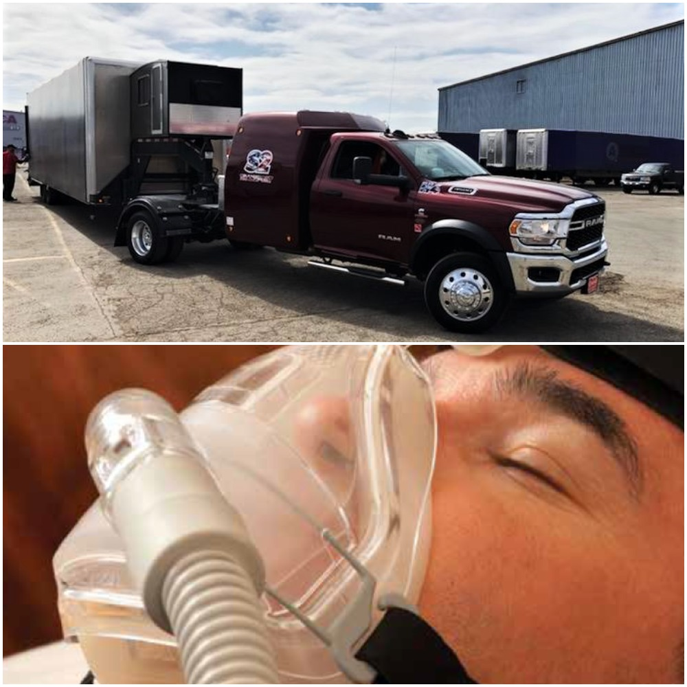 custom sleeper image on top of man with sleep apnea mask on