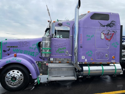 Olah did all of the vinyl work himself, including the lettering with various sayings from The Joker and more.