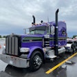 Trever Hass' purple, black and lime green Peterbilt 389