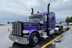 Trever Hass' purple, black and lime green Peterbilt 389