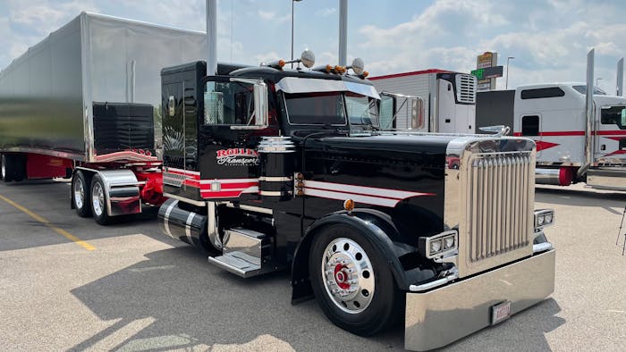 Kiegan Nelson drives this 2020 Peterbilt 389 for Rollin' Transport, out of Richfield, Wisconsin. The truck won Best of Show at the 39th annual Shell Rotella SuperRigs in Hampshire, Illinois.