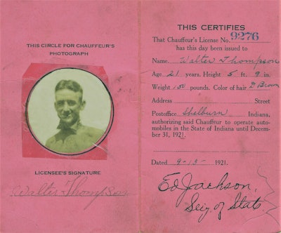 walter thompson 1921 cauffeurs license