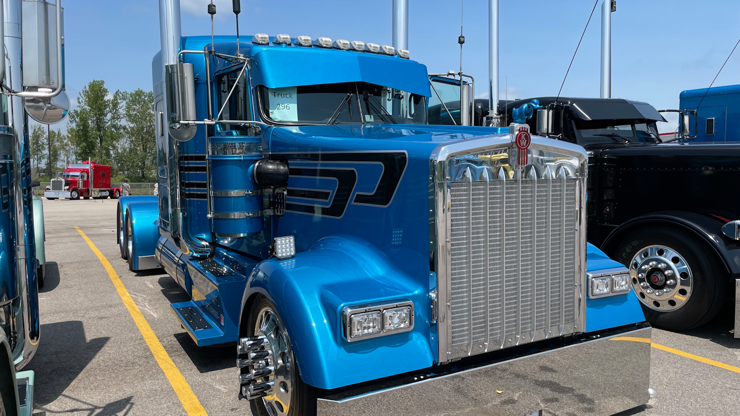 One-truck owner-operator Clayton Driskill is showing his 2018 Kenworth W900L, 'That's My Job,' at the show.