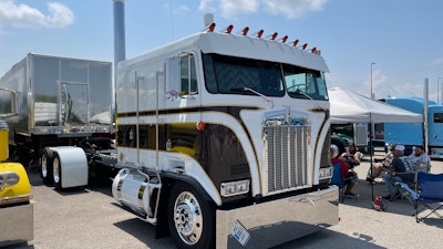 For the cabover fans out there, this stunning unit was built by J.R. Schleuger out of Britt, Iowa. It's a 1985 Kenworth K100E.