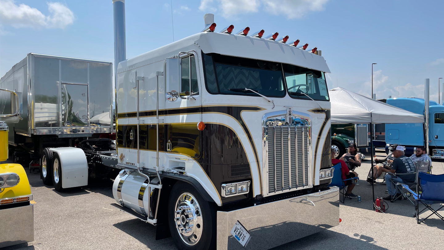 For the cabover fans out there, this stunning unit was built by J.R. Schleuger out of Britt, Iowa. It's a 1985 Kenworth K100E.