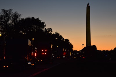 The washington monument at dusk