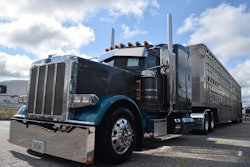 Chris Young's custom 2021 Peterbilt 389 and livestock trailer