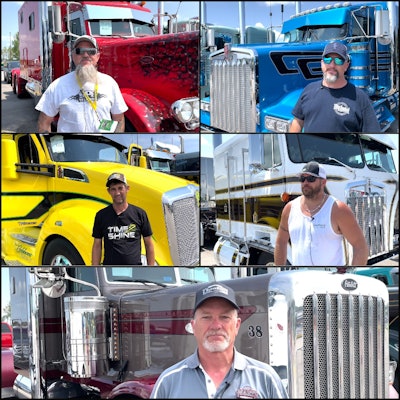 The owners who participated in this podcast, clockwise from the top left: Gary Jones: Owner, SPB Trucking; Clayton Driskill: Owner, C&C Logistics; J.R. Schleuger: Owner, Lifetime Nut Covers; Dave Marti: Owner, Dave Marti Trucking; and Mike Wilkinson: Owner-operator, leased to Floyd Gibbons Trucking.