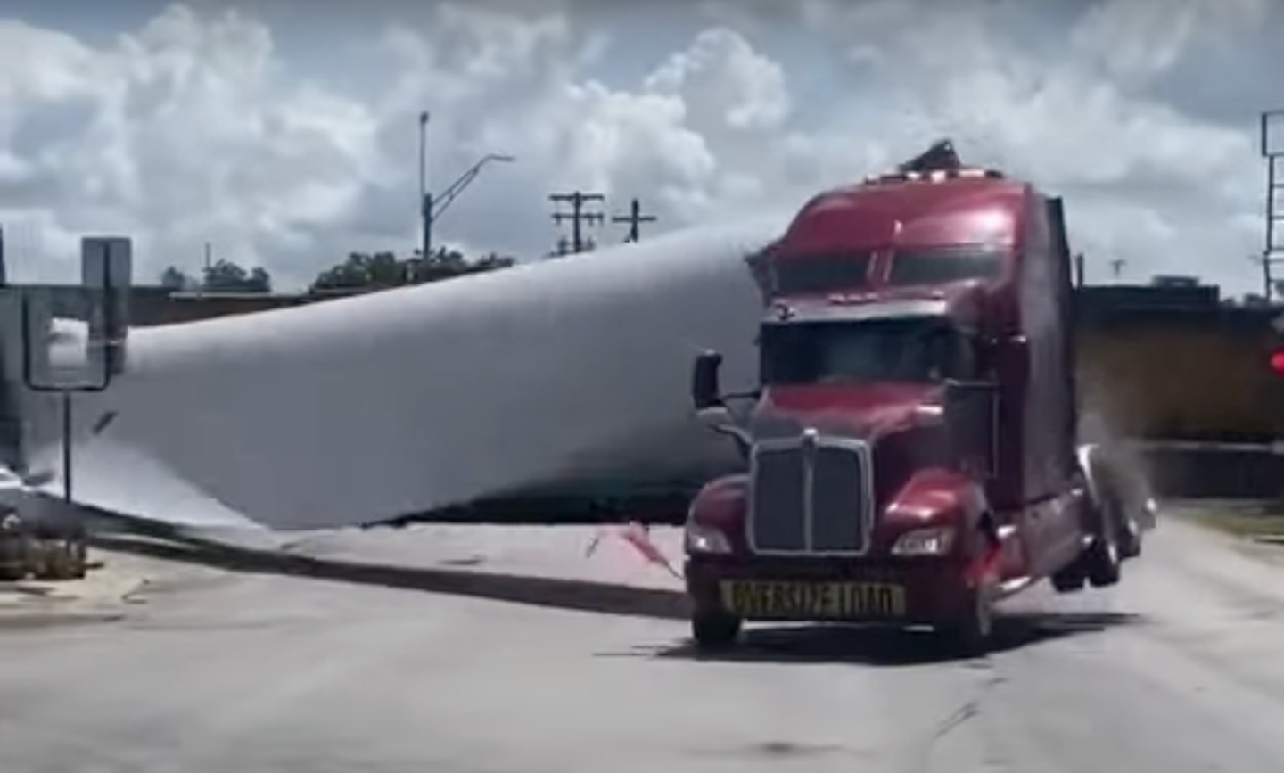 truck wind turbine crash luling texas