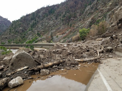 I-70 in Colorado's Glenwood Canyon remains closed Tuesday following mudslides caused by heavy rain over the weekend.