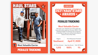 The 2021 winners of the Convoy Haul Stars Awards will receive custom commemorative baseball-style trading cards, among other prizes.