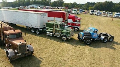 You can also see the 'Duel' rig (bottom left) in this photo from high above what Mariani and Wike called 'Hollywood Hill' that year, where were staged five classic rigs from trucking movies. Mariani himself memorialized that 2016 moment in this story in Overdrive.
