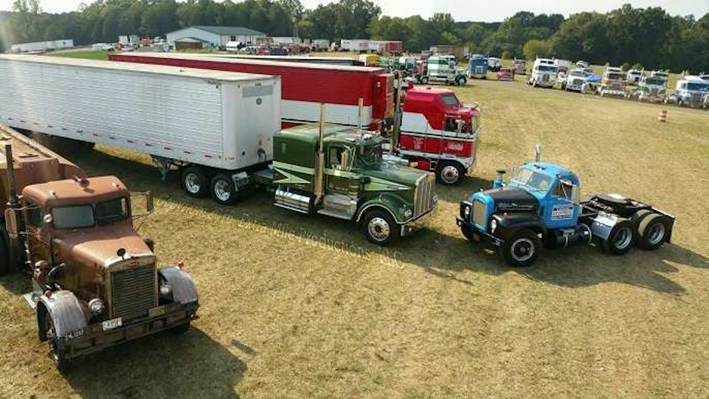 You can also see the 'Duel' rig (bottom left) in this photo from high above what Mariani and Wike called 'Hollywood Hill' that year, where were staged five classic rigs from trucking movies. Mariani himself memorialized that 2016 moment in this story in Overdrive.
