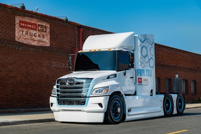 The first Class 8 Hino XL8 prototype is powered by a hydrogen fuel cell electric drivetrain.