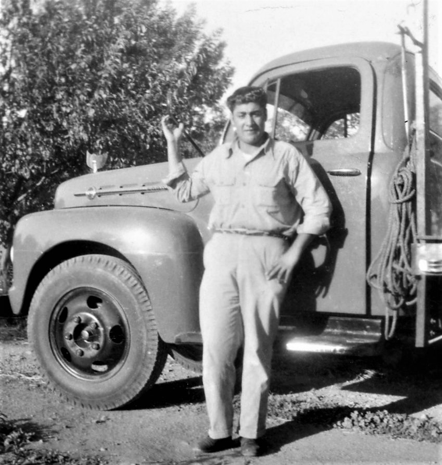 Soza's father, Cornelio, at around age 20, in his early trucking days.