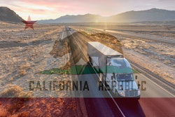 california republic flag faded over truck on highway