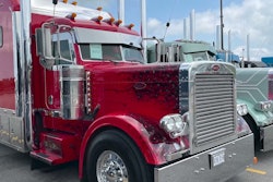 2007 Peterbilt 379 with custom black flame on red paint job